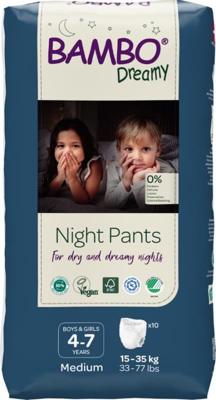Bambo Nature Diapers Ecolabel Pants Dreamy Night, Unisex, 4-7 years, 15-35 kg, 10 pieces