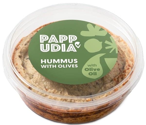 Pappudia Hummus cu masline si ulei de masline