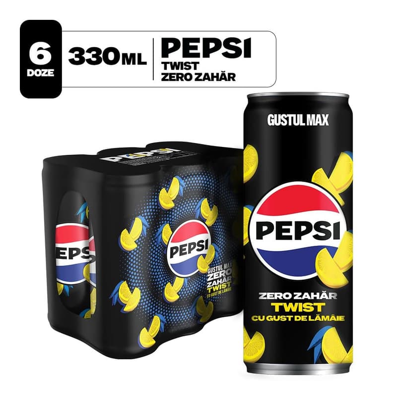Pepsi Twist Zero Zahar Bautura racoritoare carbogazoasa 6 pack doza