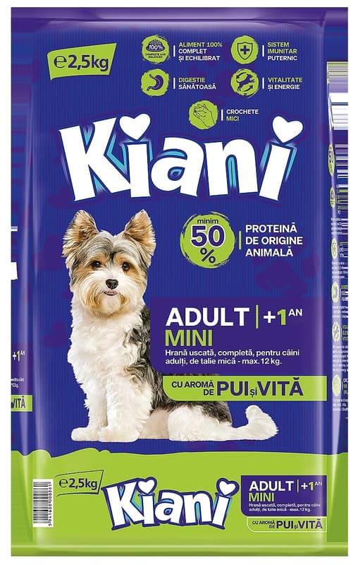 Kiani Chicken and Beef Flavoured Dry Food for Small Adult Dogs