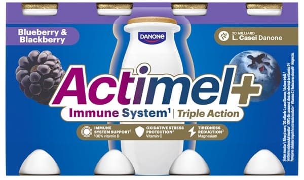 Actimel Iaurt de baut cu afine si mure, vitamine (D si C) si magneziu 8x100g