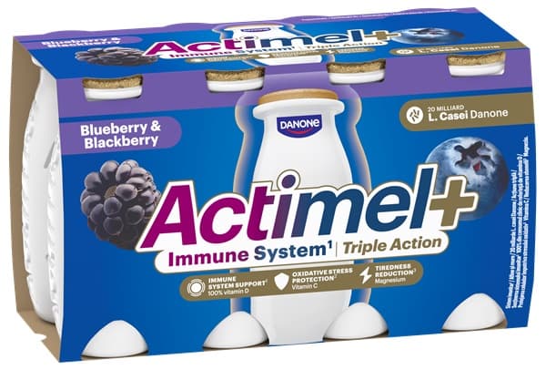 Actimel Iaurt de baut cu afine si mure, vitamine (D si C) si magneziu 8x100g