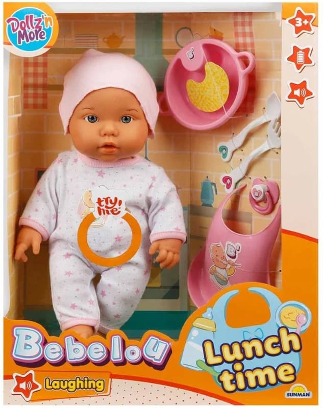 Bebelou "Bebelus la masa" cu diverse functii, roz/albastru