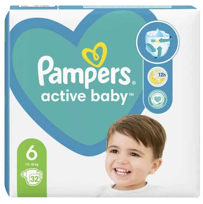 Pampers Active Baby Diapers size 6, 13 - 18 kg