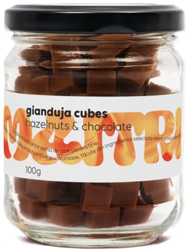 Maitri Gianduja Cubes Ciocolata functionala cu alune de padure crocante 17g proteina