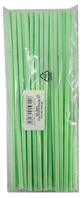 Aspeti Set of 40 biodegradable flexible straws, 240x5 mm
