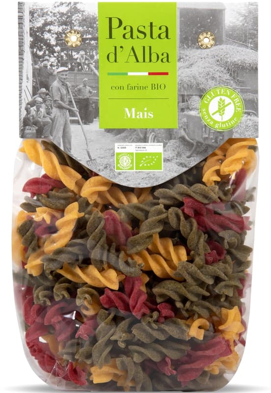 Pasta d'Alba ECO Paste tricolore fusilli din porumb, spanac si sfecla rosie