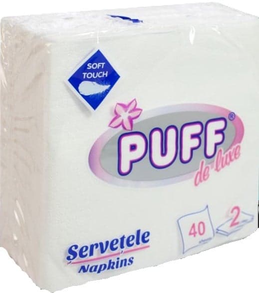 Puff Lux Servetele 2 straturi, 33x33, alb