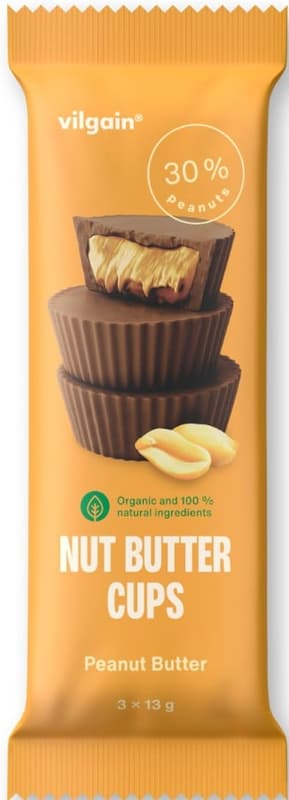 Vilgain ECO Nut Butter Cups Cupe de ciocolata cu unt de arahide (3x13g)