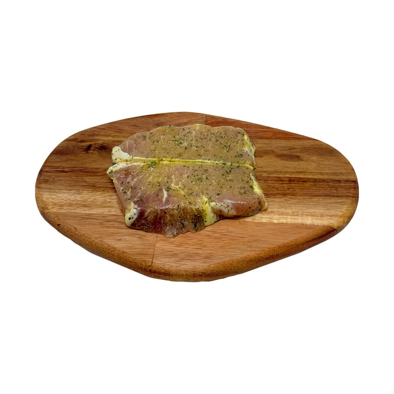 MEAT AND SALT Boneless pork chops with butter and garlic