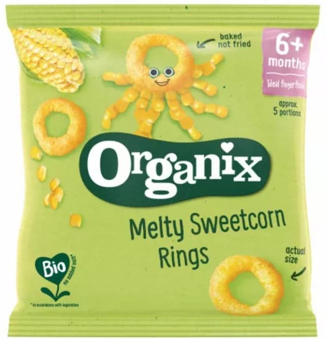 Organix ECO Snack cu porumb dulce, in forma de inel, 6+