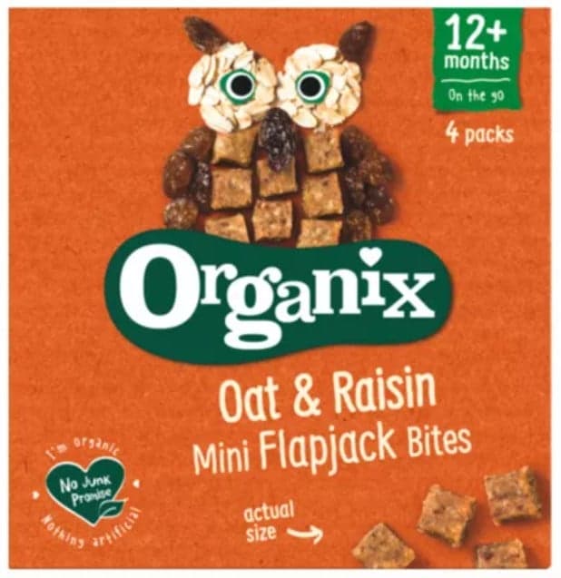Organix ECO Flapjack Cubulete moi din ovaz integral si stafide, 4x20g, 12+