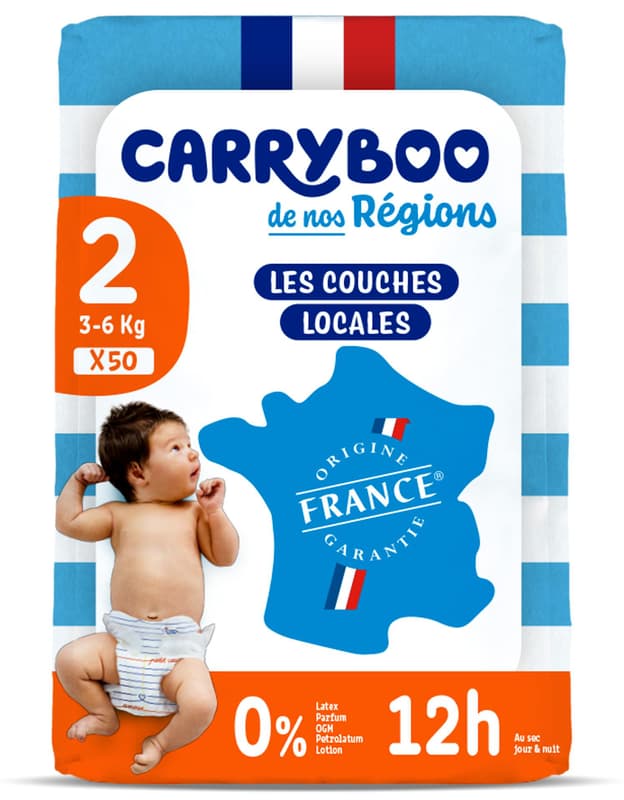 Carryboo Regions Diapers C2 Fragrance Free, Newborn, Size 2, 3-6kg