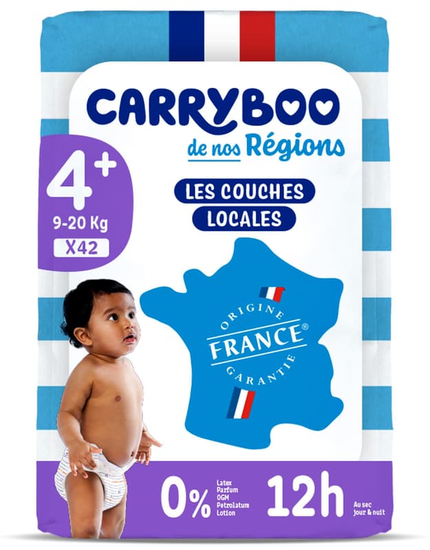 Carryboo Regions Diapers C4+ Fragrance Free, Size 4+, 9-20kg