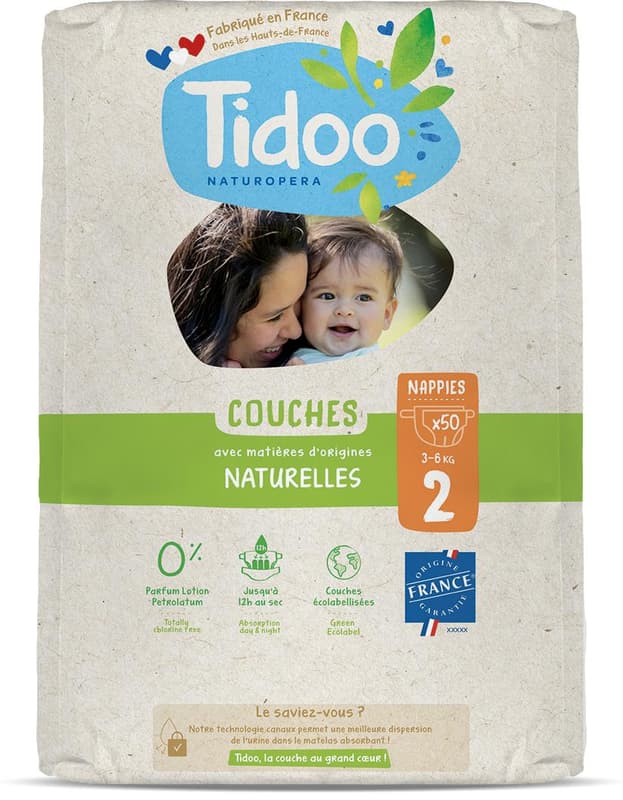 Tidoo ECO Scutece T2, hipoalergenice, nou nascuti, marimea 2, 3-6kg
