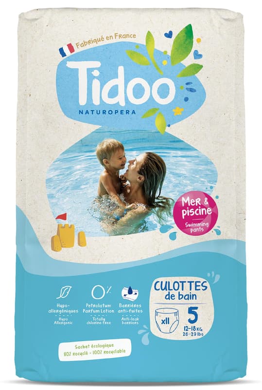 Tidoo ECO Scutece chilotel de baie T5, hipoalergenice, marimea 5, 12-18kg