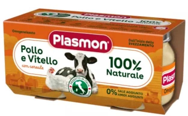 Plasmon Piure omogenizat cu pui si vitel, +6 luni, 2x80g
