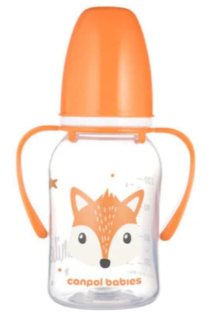 Canpol Babies Cute Animals Narrow Neck Baby Bottle with Handles, 120 ml