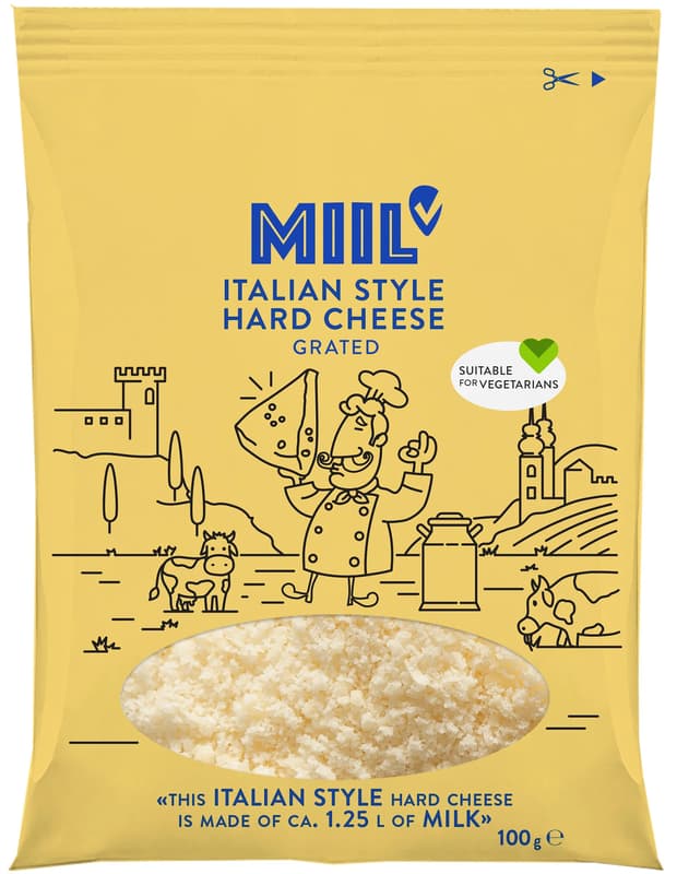 Miil Italian style hard cheese 32%, grated