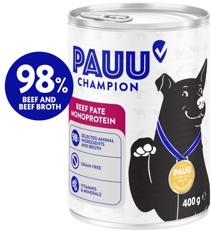 Pauu Champion Pate monoproteic pentru caini, vita