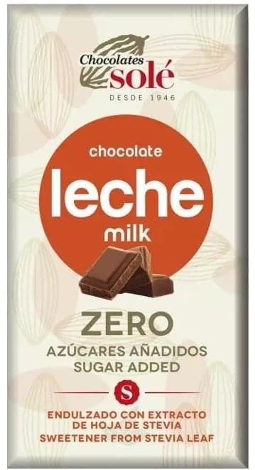 Chocolates Sole Ciocolata cu lapte si stevie fara zahar