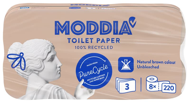 Moddia PureCycle Hartie igienica 3 straturi, 8 role