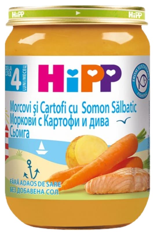 Hipp Meniu morcovi si cartofi cu somon salbatic