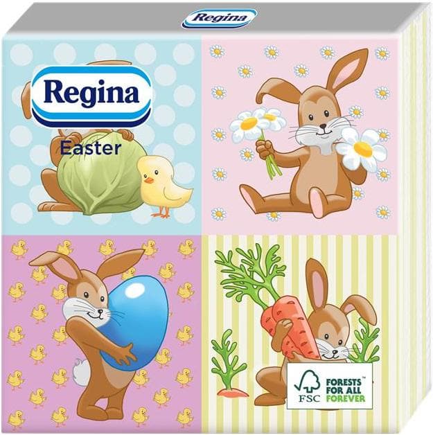 Napkins Regina Easter, FSC, 20 pcs, 1 ply, 6 patterns