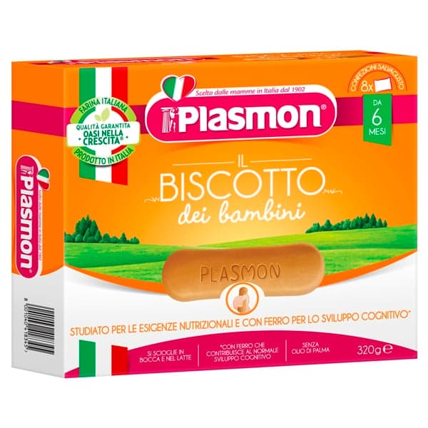 Plasmon Biscuiti cu cereale si vitamine+Ca+Fe, 6 luni