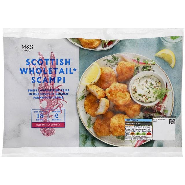Marks & Spencer Scampi scotieni in pesmet