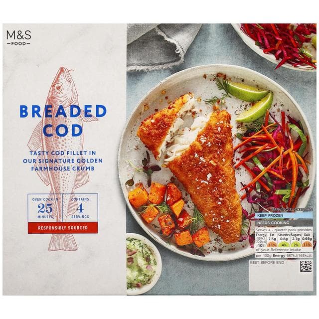 Marks & Spencer Fileuri de cod pane 4 x 150g