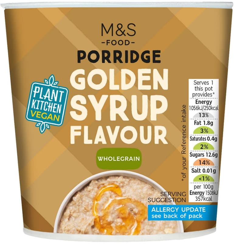 Marks & Spencer Vegan Golden Syrup Flavour Porridge