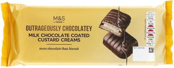 Marks & Spencer Biscuiti cu crema de vanilie glazurati in ciocolata cu lapte