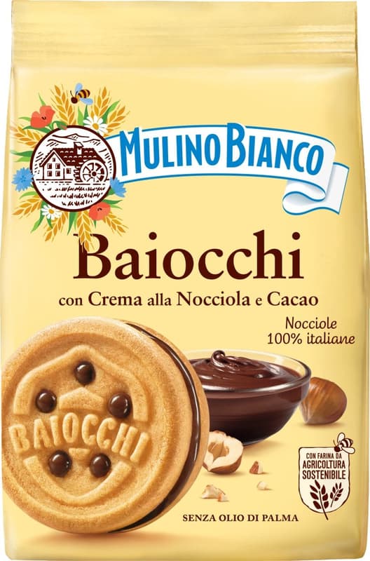 Mulino Bianco Baiocchi Nocciola Cream and Cocoa Biscuits