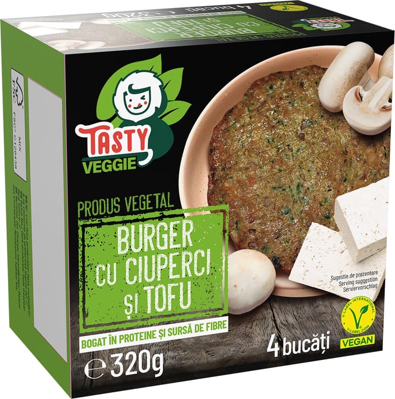 Tasty Veggie Burger with Mushroom and Tofu