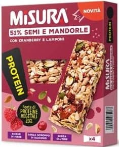Misura Baton cu seminte, migdale, merisoare si zmeura, cu proteine vegetale