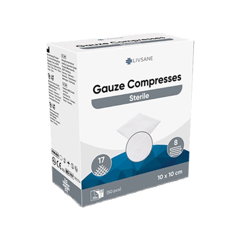 LIVSANE COMPRESE STERILE DIN TIFON 10 X 10 CM 25 PLICURI 2 BUCATI