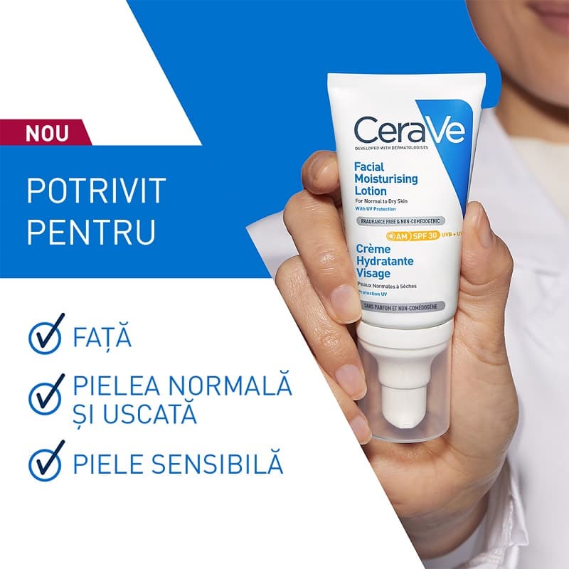 CERAVE CREMA HIDRATANTA DE FATA TEN NORMAL SI USCAT SPF30 52 ML