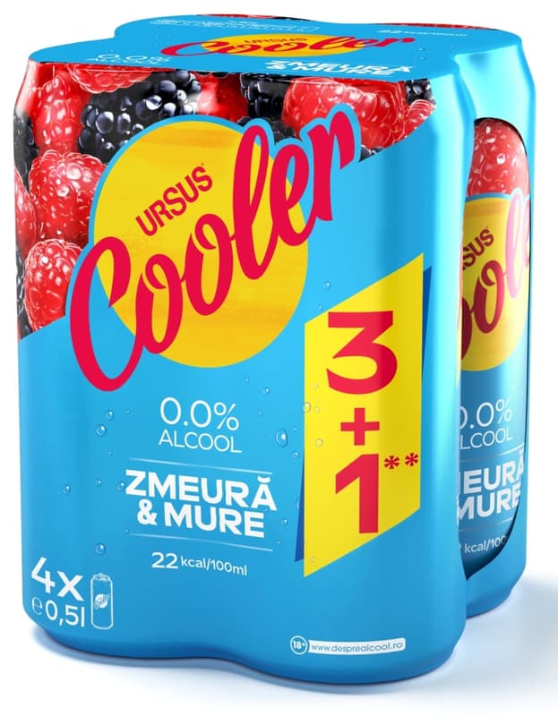 Ursus Cooler Zmeura si Mure 0.0 doza 500ml 4pack (3+1)