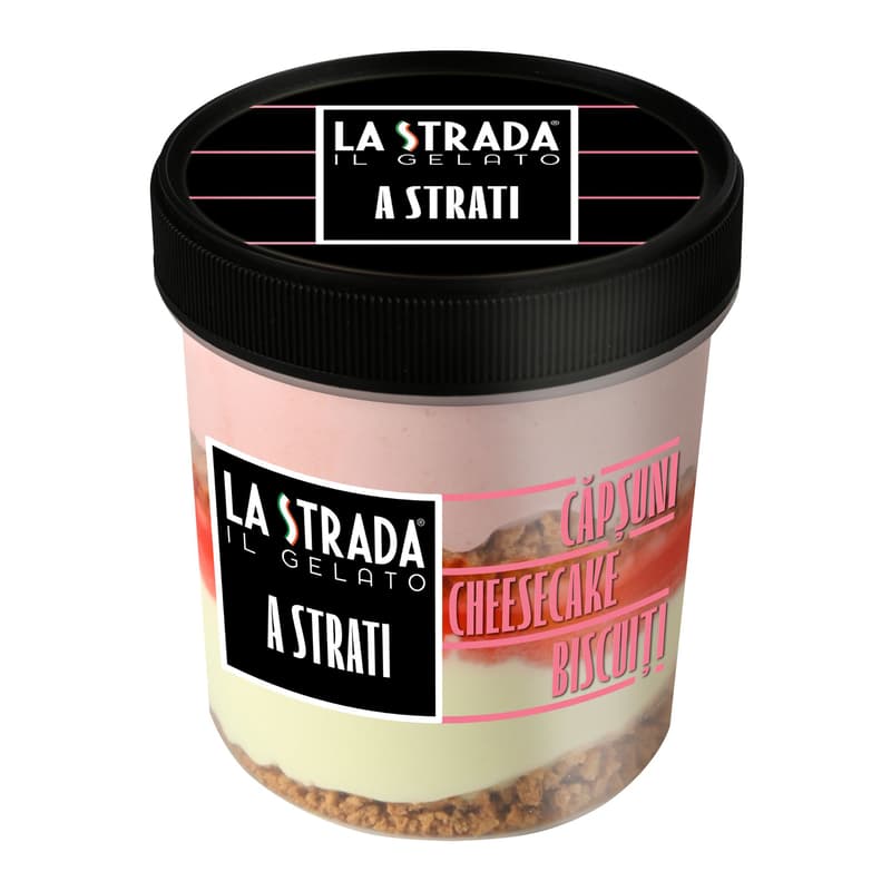 La Strada Inghetata de cheesecake capsuni si biscuiti