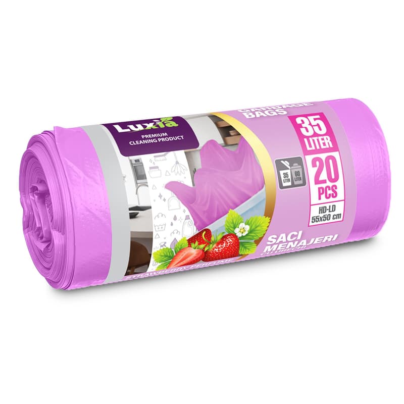 Luxia Saci menajeri, aroma capsuni, 35l, cu urechi hd-ld