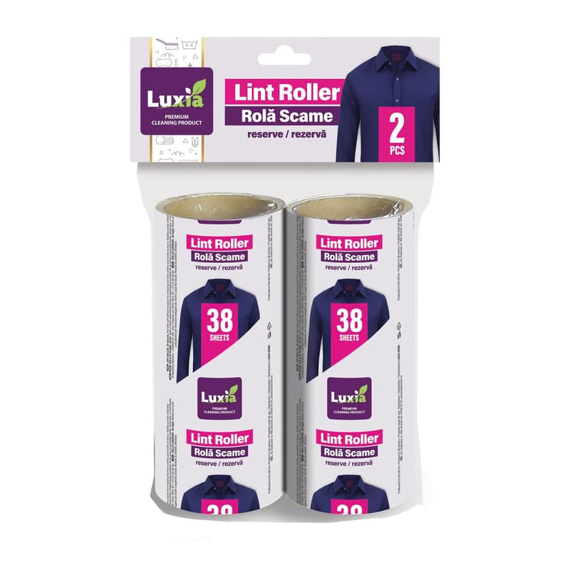 Luxia Rezerve rola pentru curatat scame cu benzi autocolante, 2 bucx38 benzi