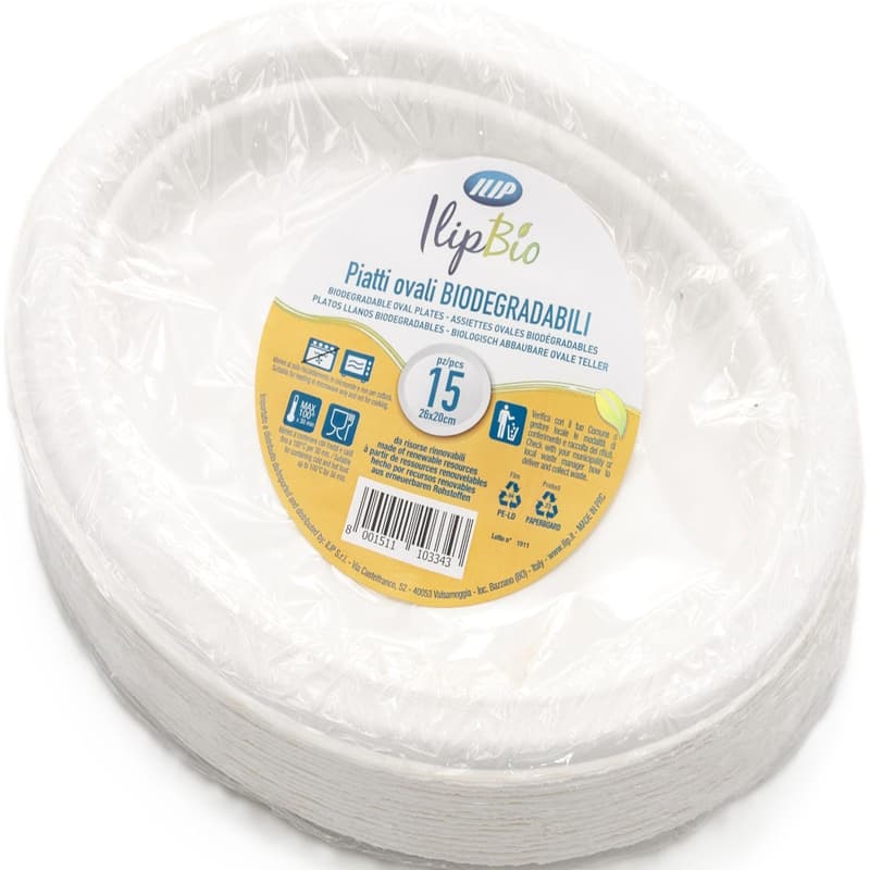 Fibraware Set farfurii ovale 26x20c, biodegradabile, trestie de zahar