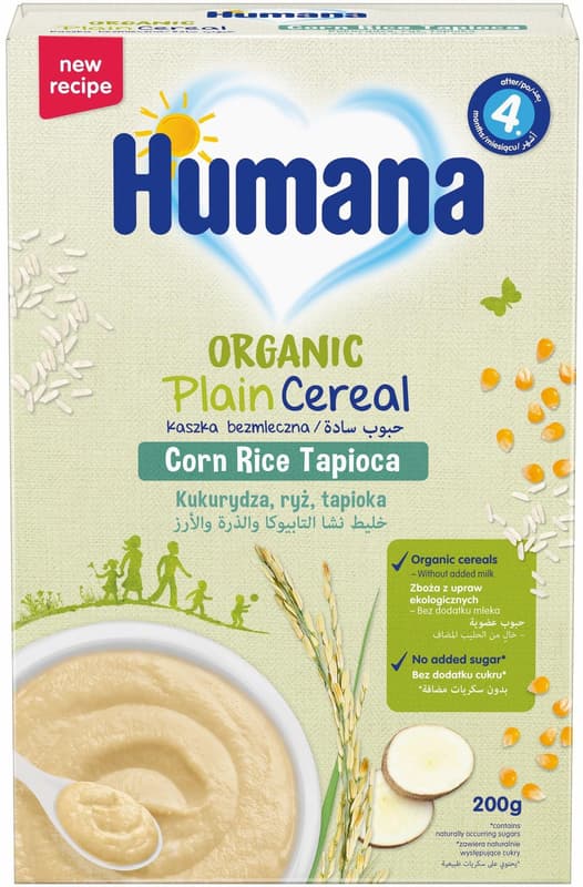 Humana ECO Cereale porumb, orez, tapioca fara lapte 4 luni+