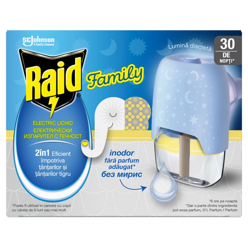 Raid Liquid Electric Family Aparat pentru tantari, 30 nopti