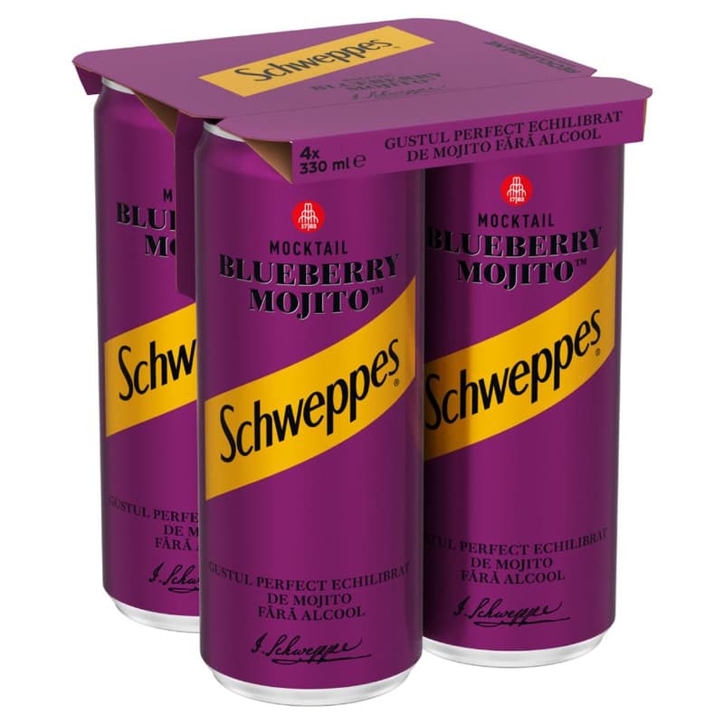 Schweppes Blueberry Mojito Bautura racoritoare carbogazoasa doza 4 pack