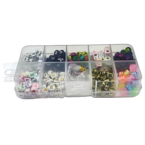 Creative Accessories - Letter beads, plastic smiles, rectangular box