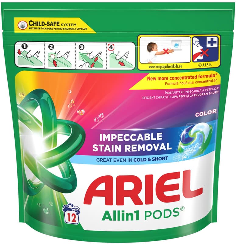 Ariel Detergent capsule pentru rufe colorate, 12 spalari