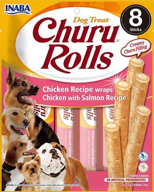 Inaba Dog Rewards Churu Chicken & Salmon Rolls