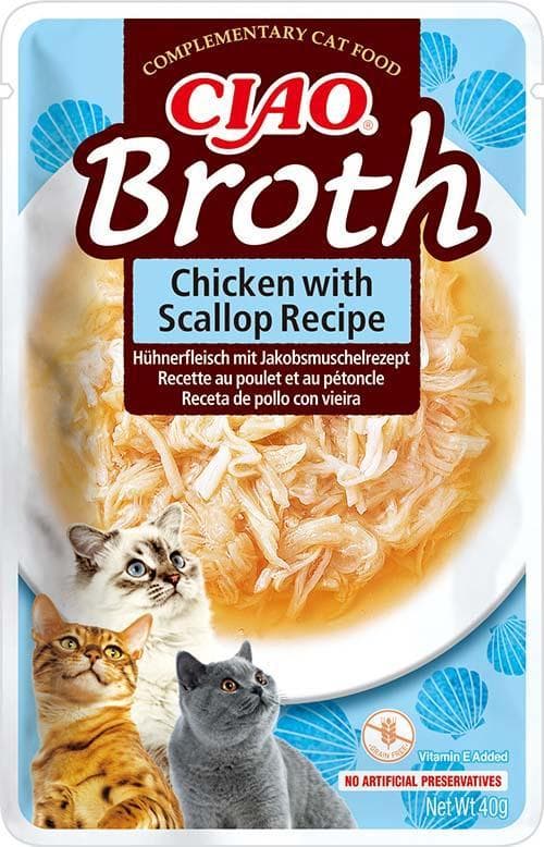 Inaba Hrana umeda pentru pisici, broth pui & scoici